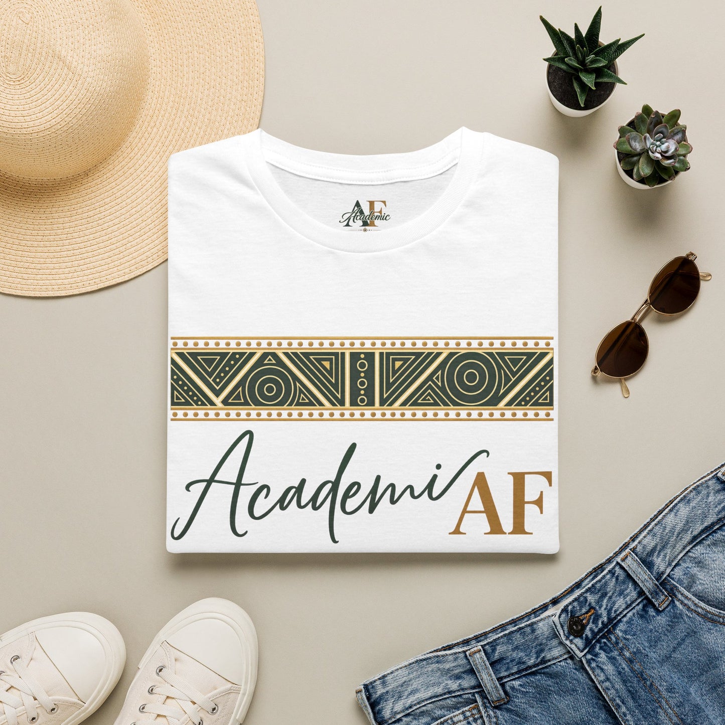 Academic AF T-Shirt | Boho Geometric Band, Script Typography