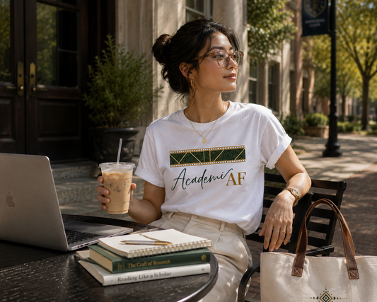 Academic AF T-Shirt | Boho Geometric Band, Script Typography